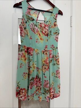 Windsor Mint Floral Keyhole Fit & Flare Dress